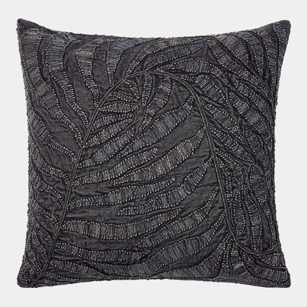 Areca Palm Leaf Pillow-Beaded Indigo