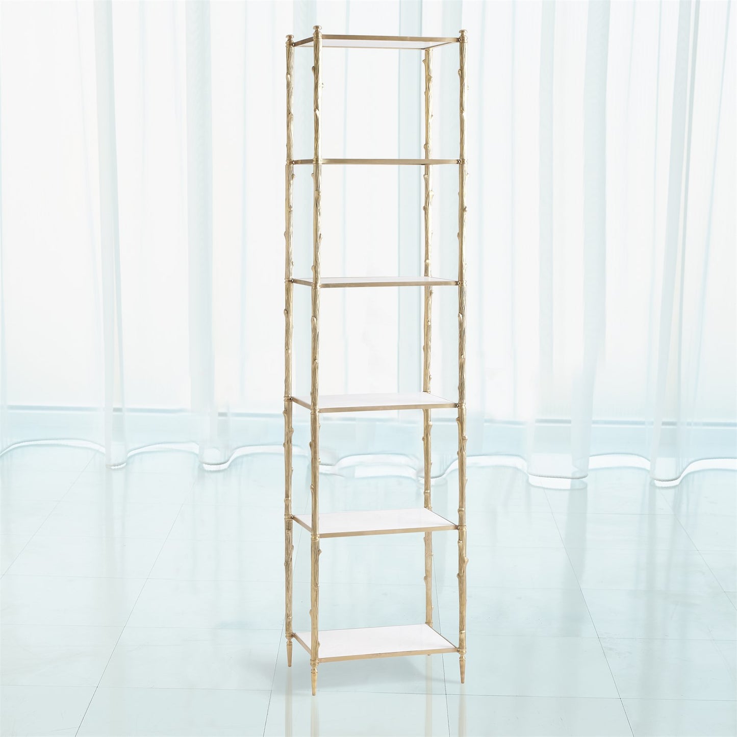 Arbor 20"W x 81"H Etagere - Brass & White Marble