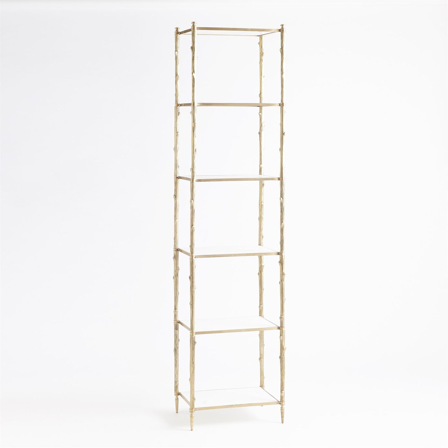 Arbor 20"W x 81"H Etagere - Brass & White Marble