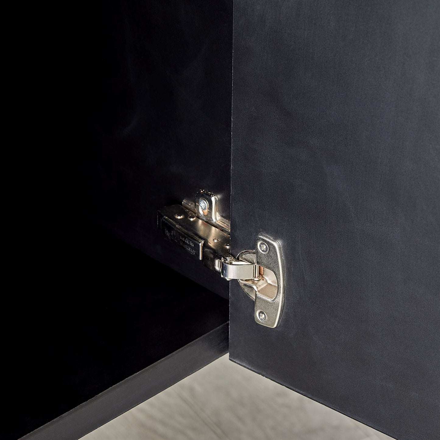 Horn Inlay Bedside Table-Black/Antique Brass