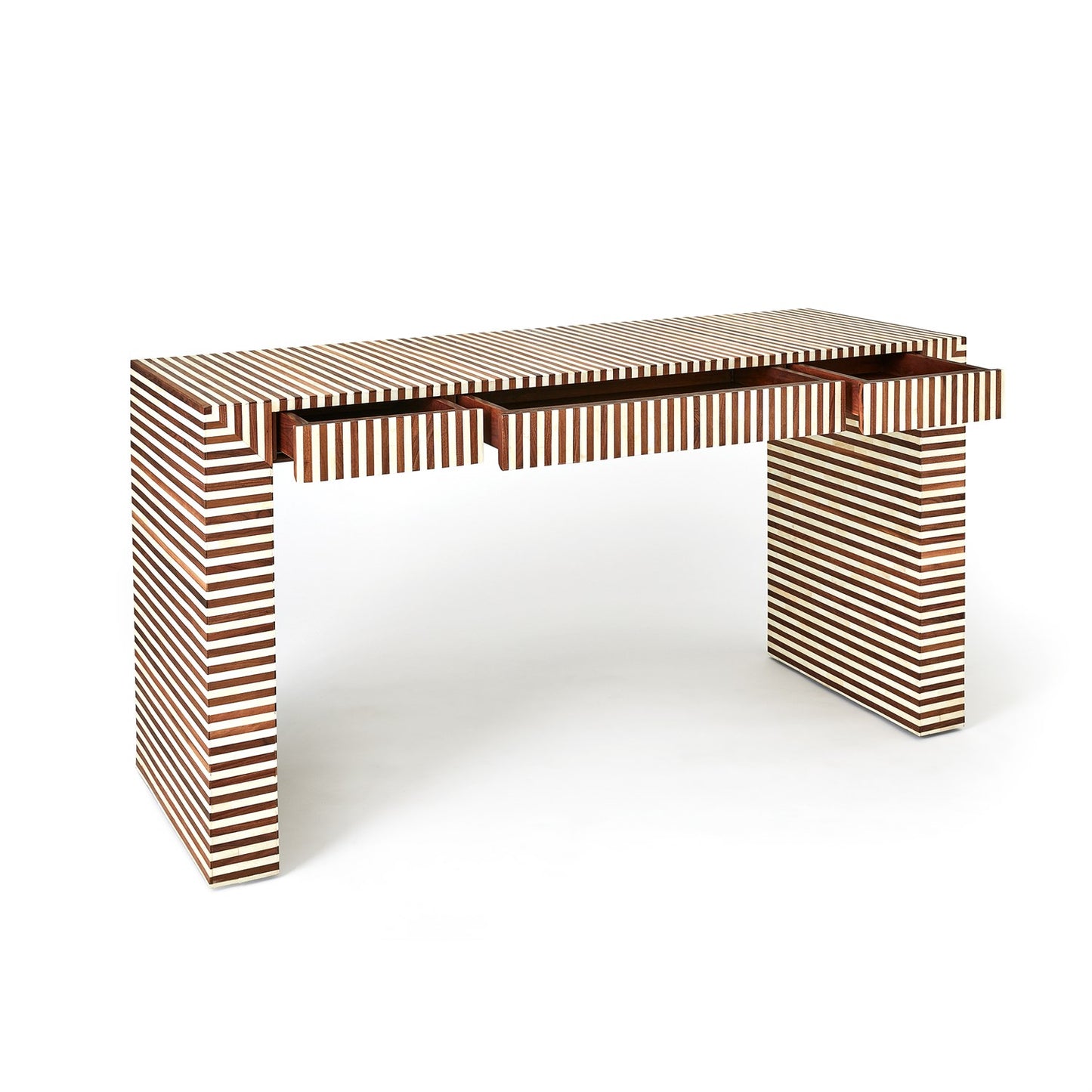 Sienna Writing Desk - Walnut/Bone