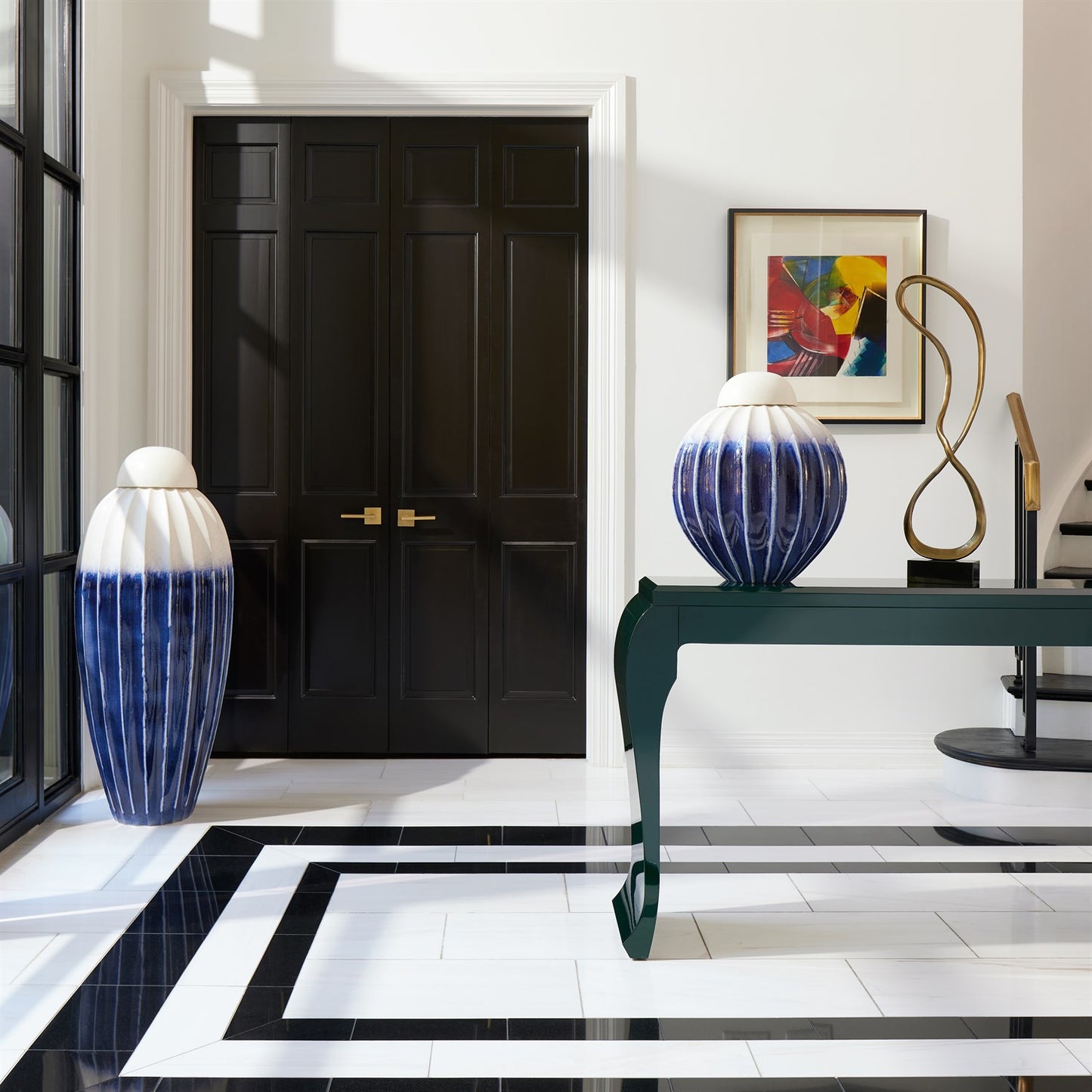 Sliced Cabriole Console - Green Lacquer