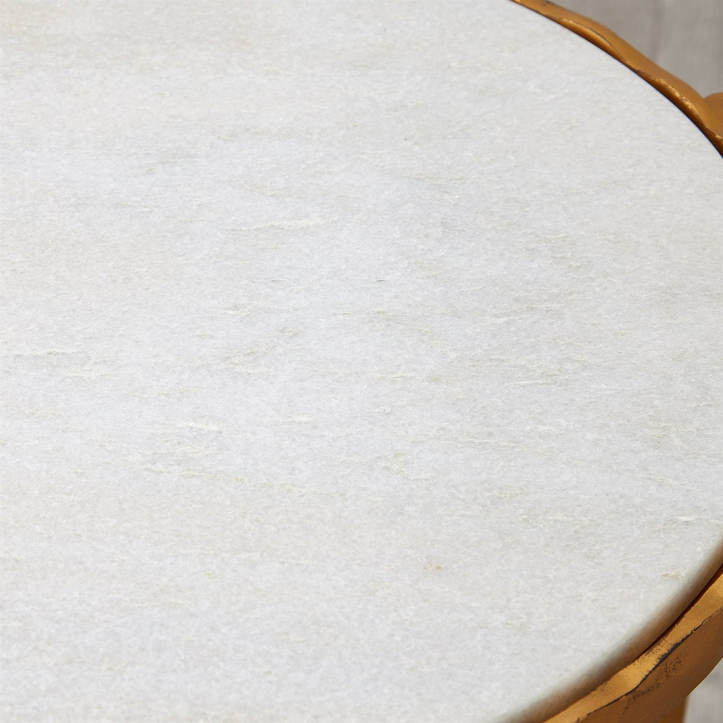 Circle/ Square Side Table - Gold w/White Marble