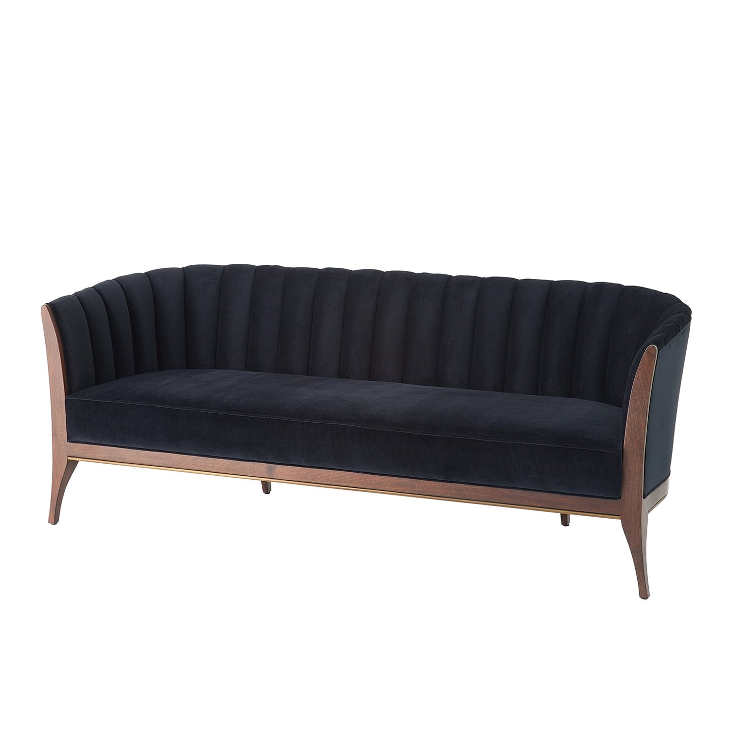 Channel Back Sofa - Black Velvet