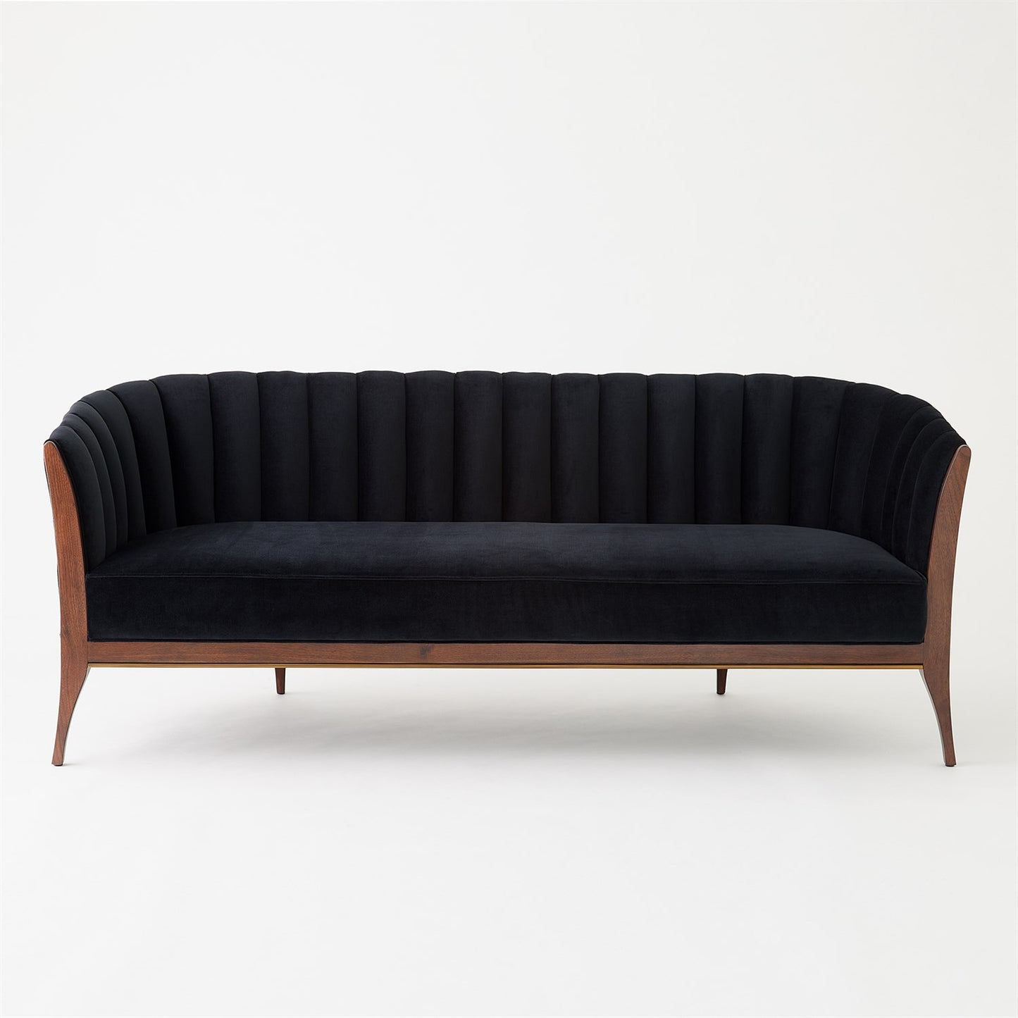 Channel Back Sofa - Black Velvet
