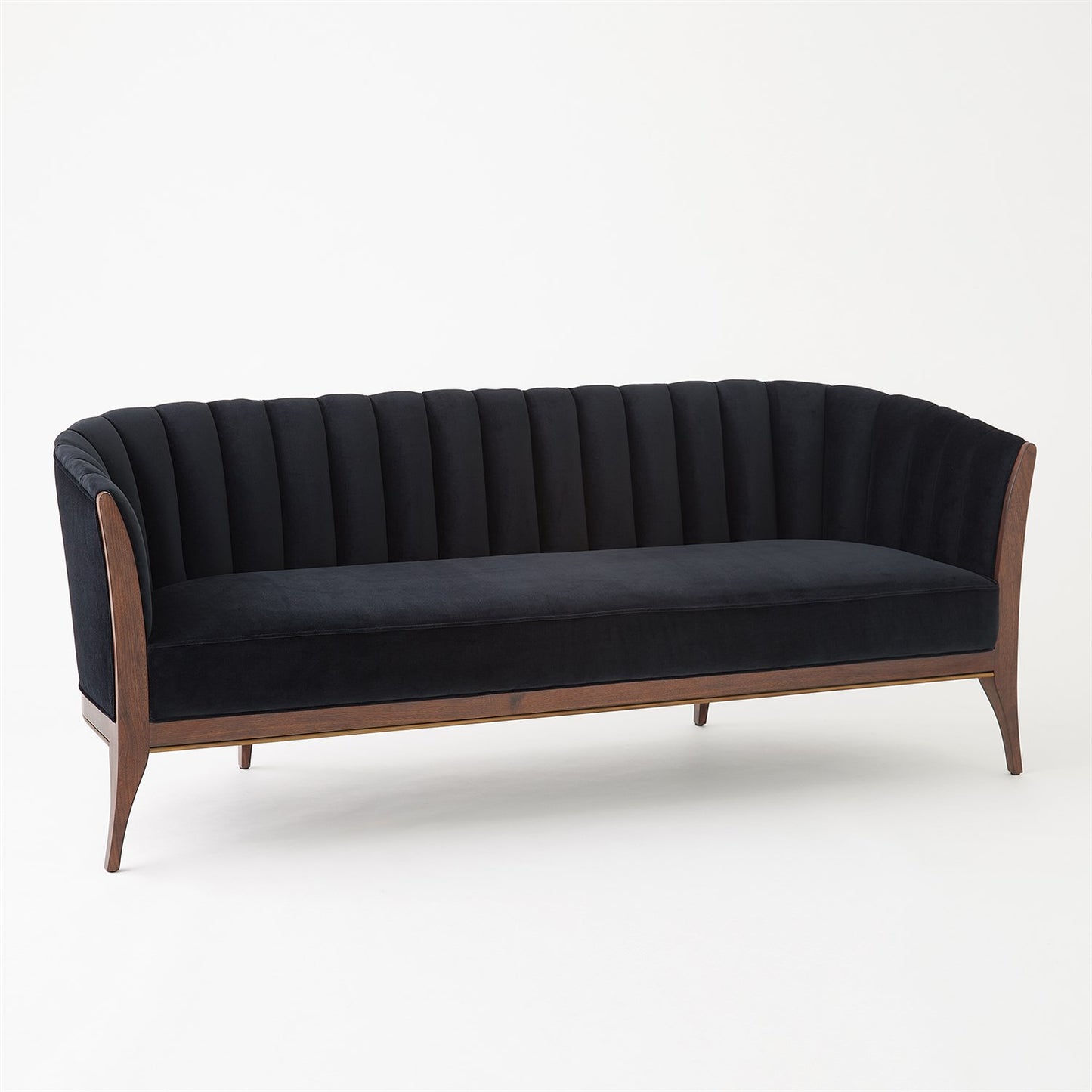 Channel Back Sofa - Black Velvet