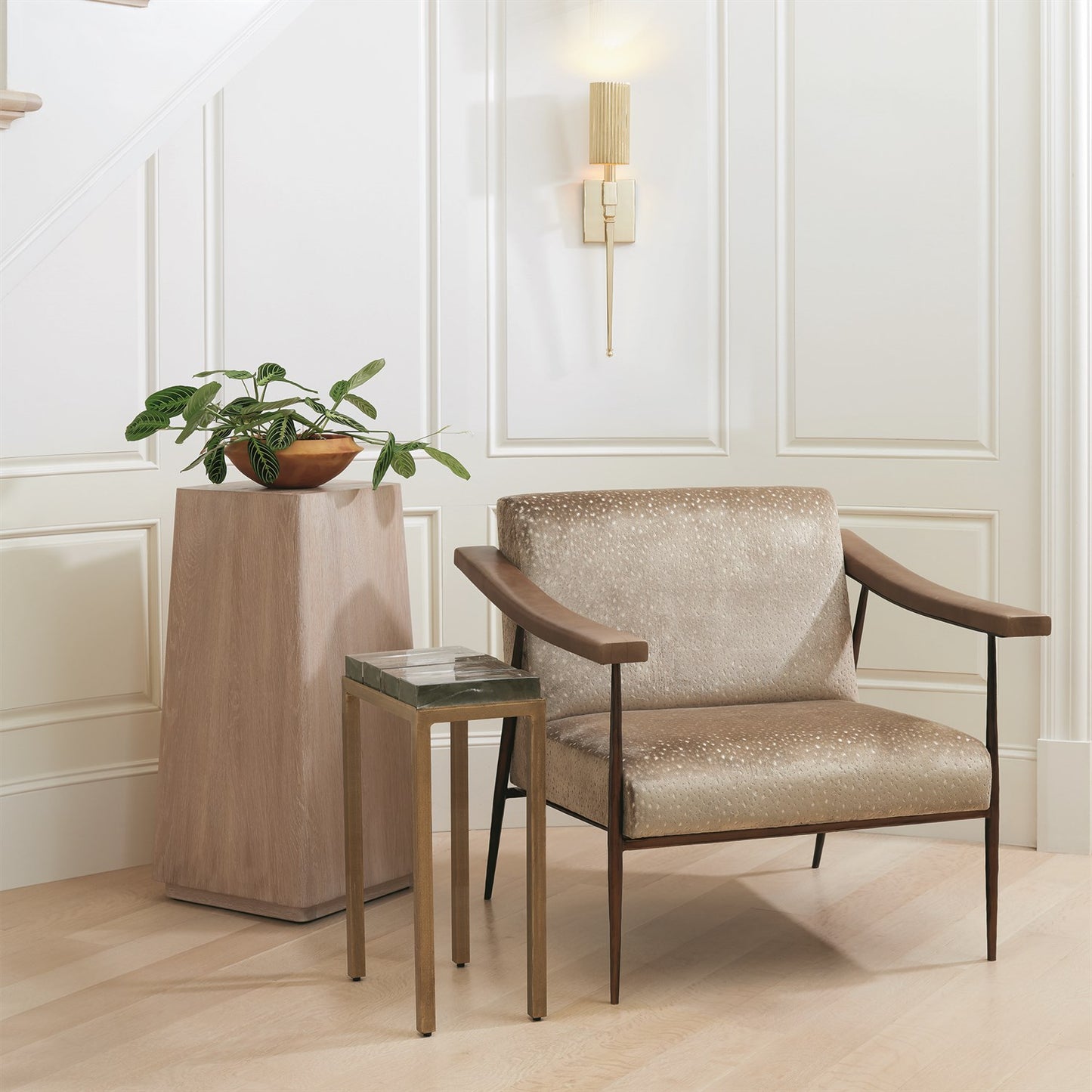 L. Brooks Fabric / Leather Chair - Bronze
