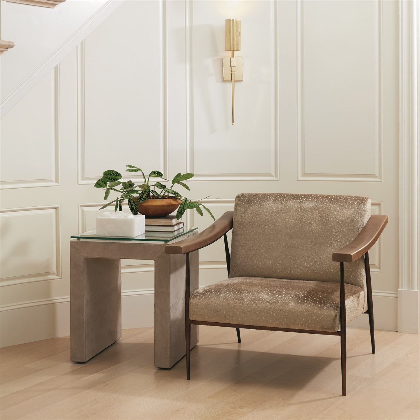 L. Brooks Fabric / Leather Chair - Bronze