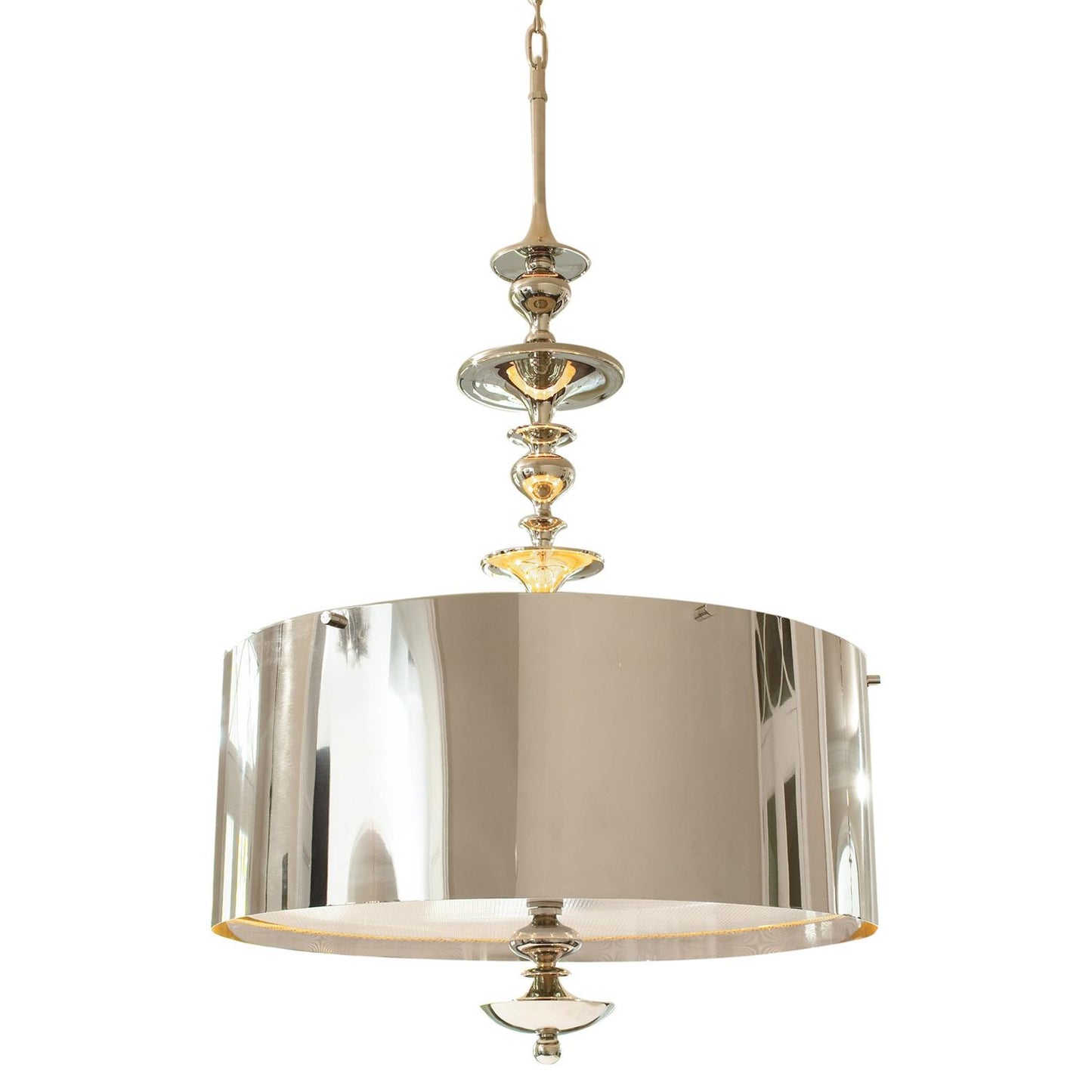 Turned Pendant Chandelier - 2 sizes - Nickel