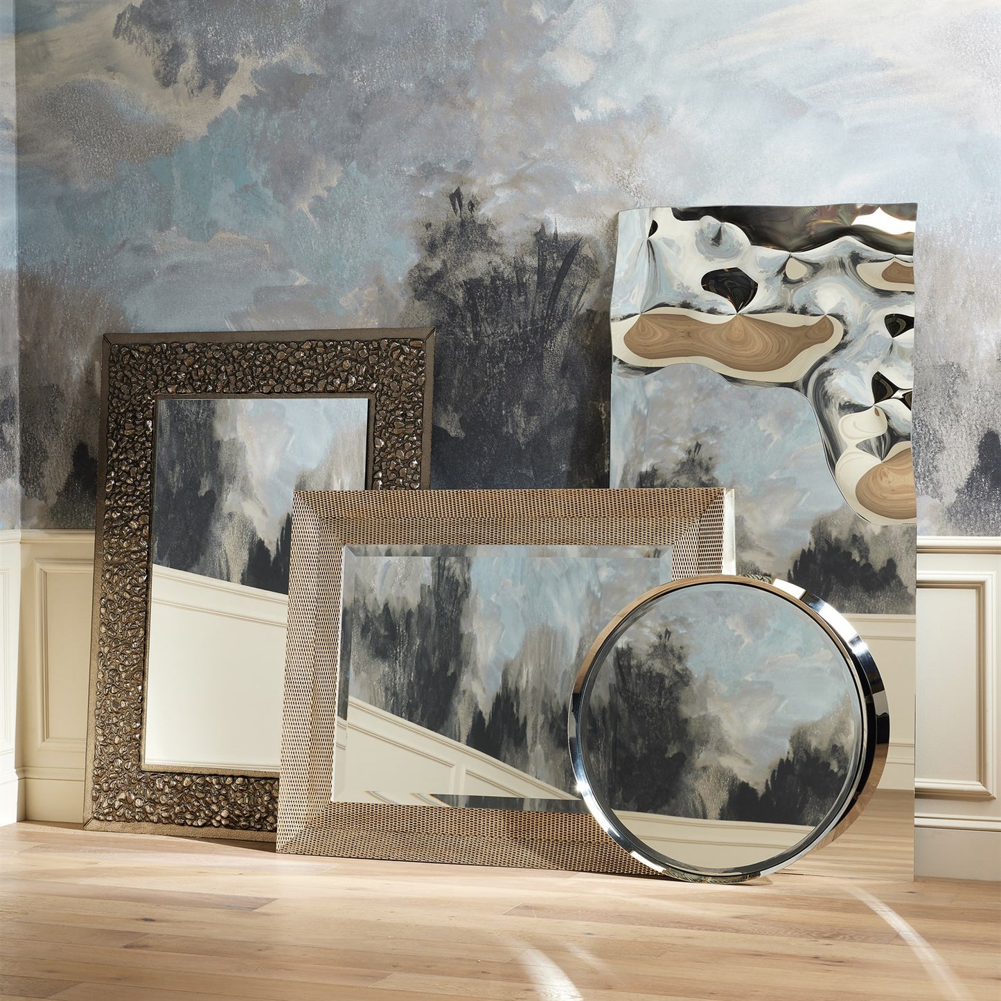 Delicate Basketweave Mirror - Silver