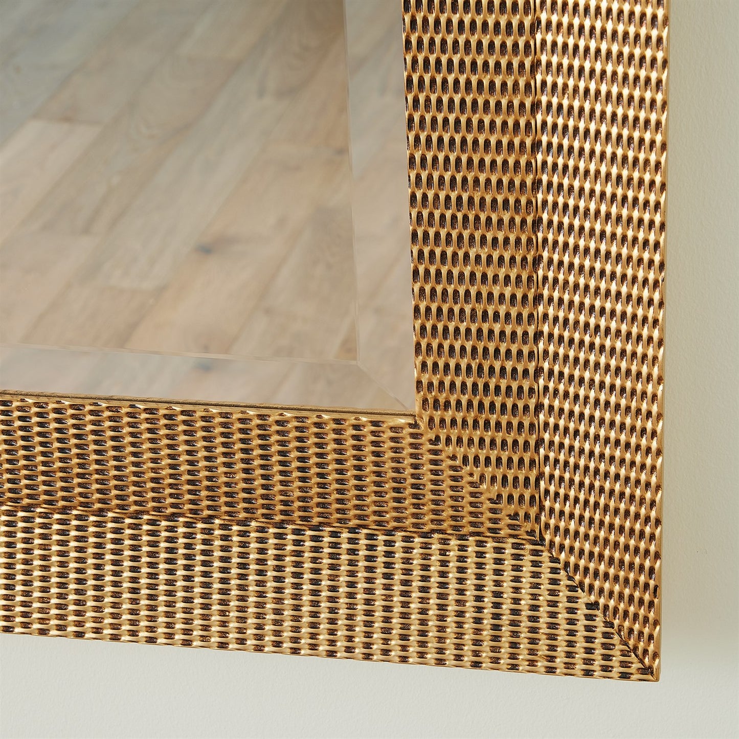 Delicate Basketweave Mirror - Gold