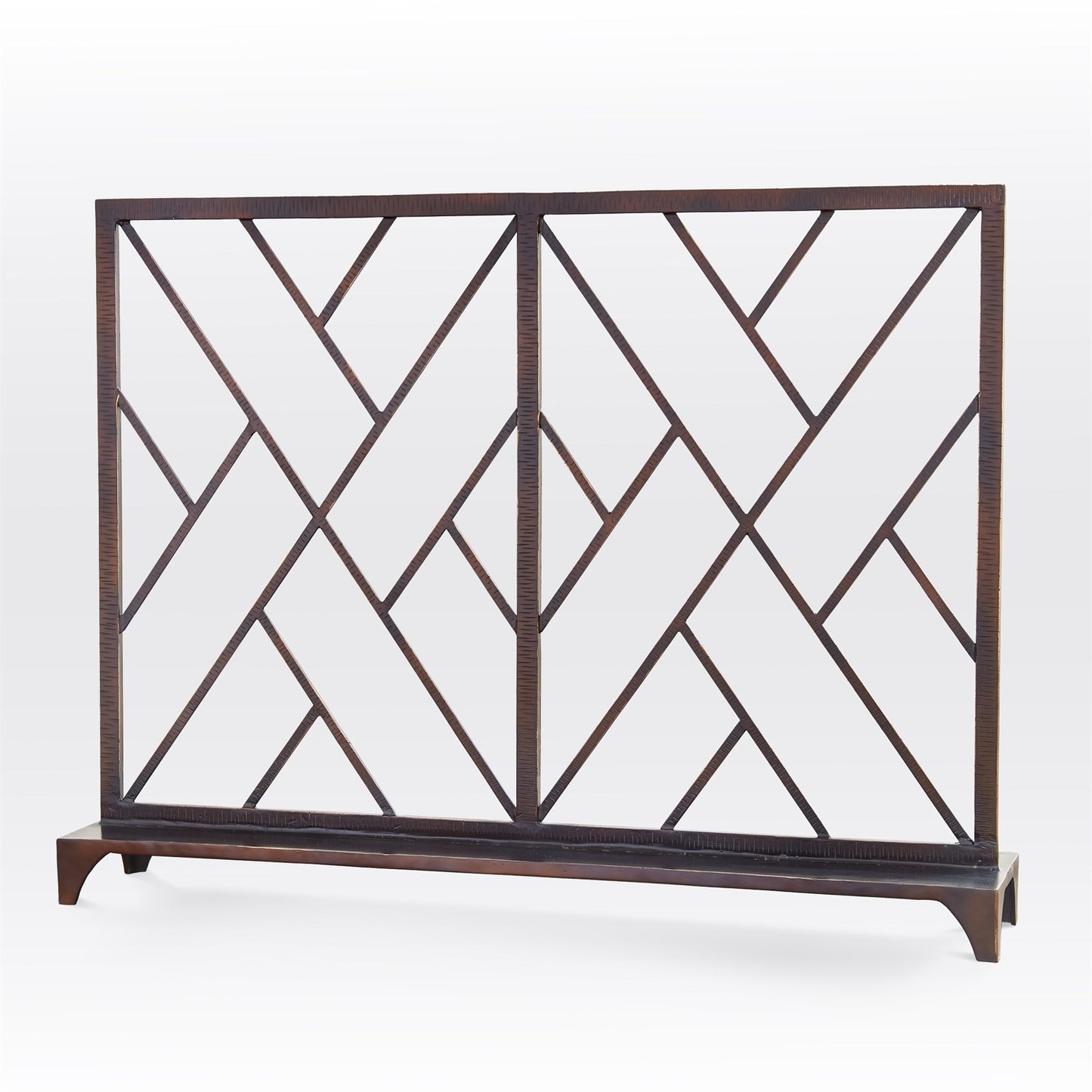 Chinoise Fret Fireplace Screen - Bronze