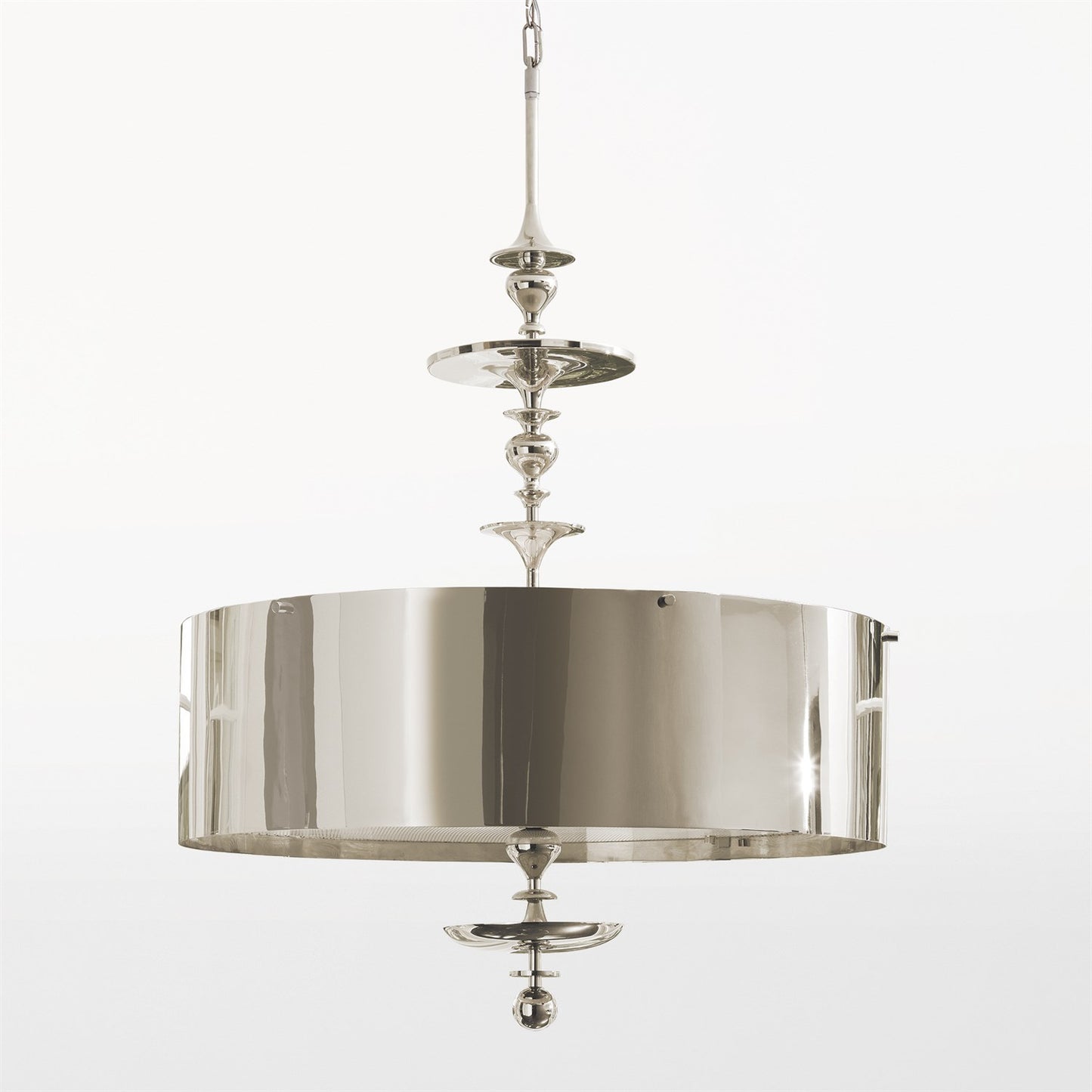 Turned Pendant Chandelier - 2 sizes - Nickel