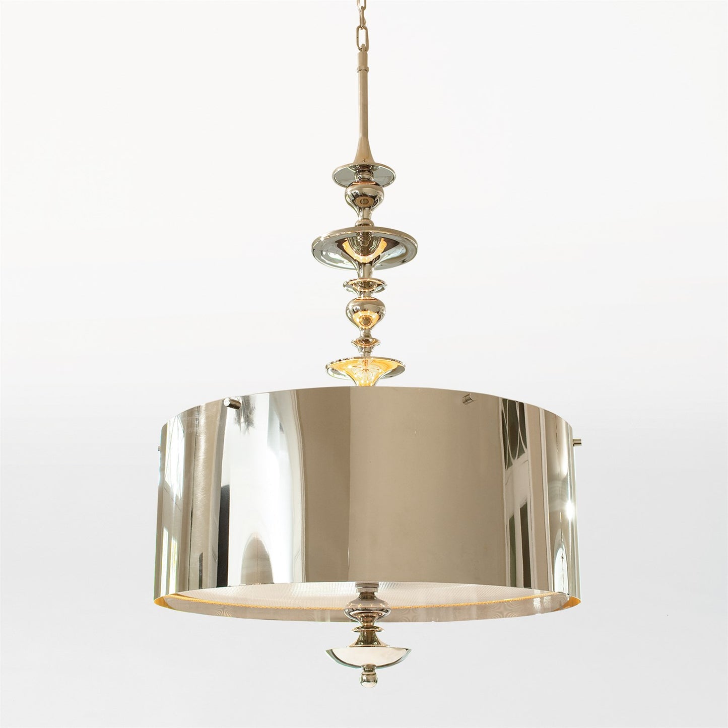 Turned Pendant Chandelier - 2 sizes - Nickel