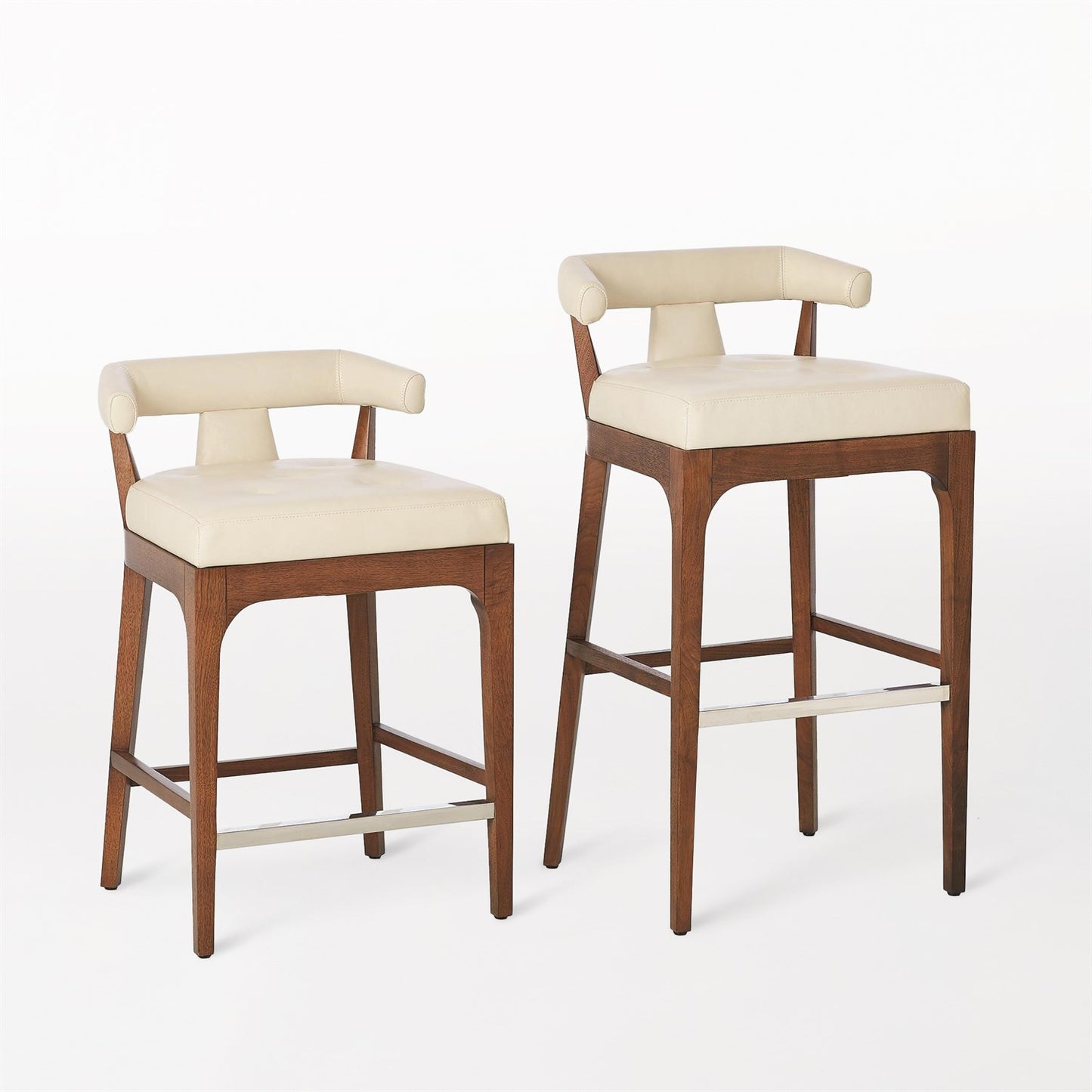 Moderno Counter Stool - Ivory Marble Leather