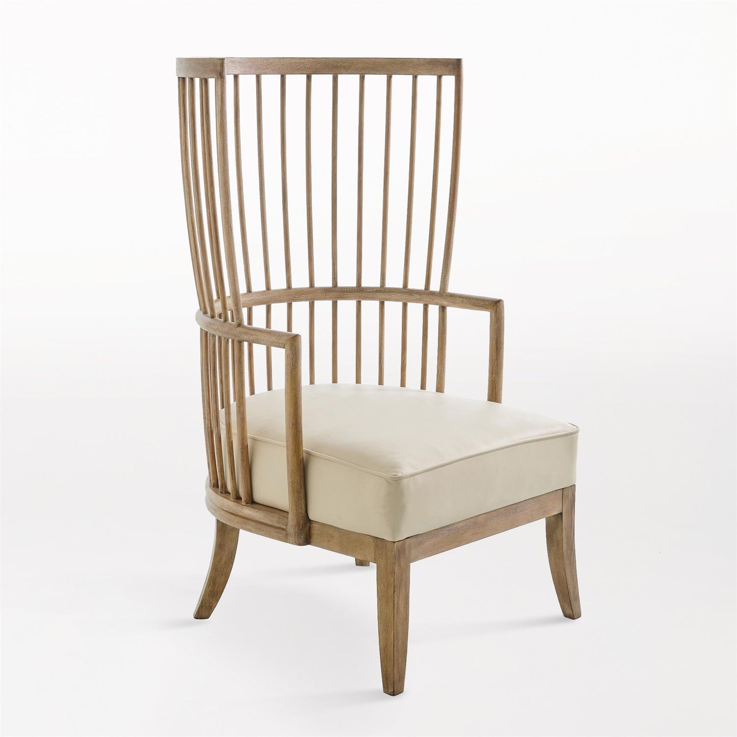Spindle Wing Chair - Beige Leather or Muslin