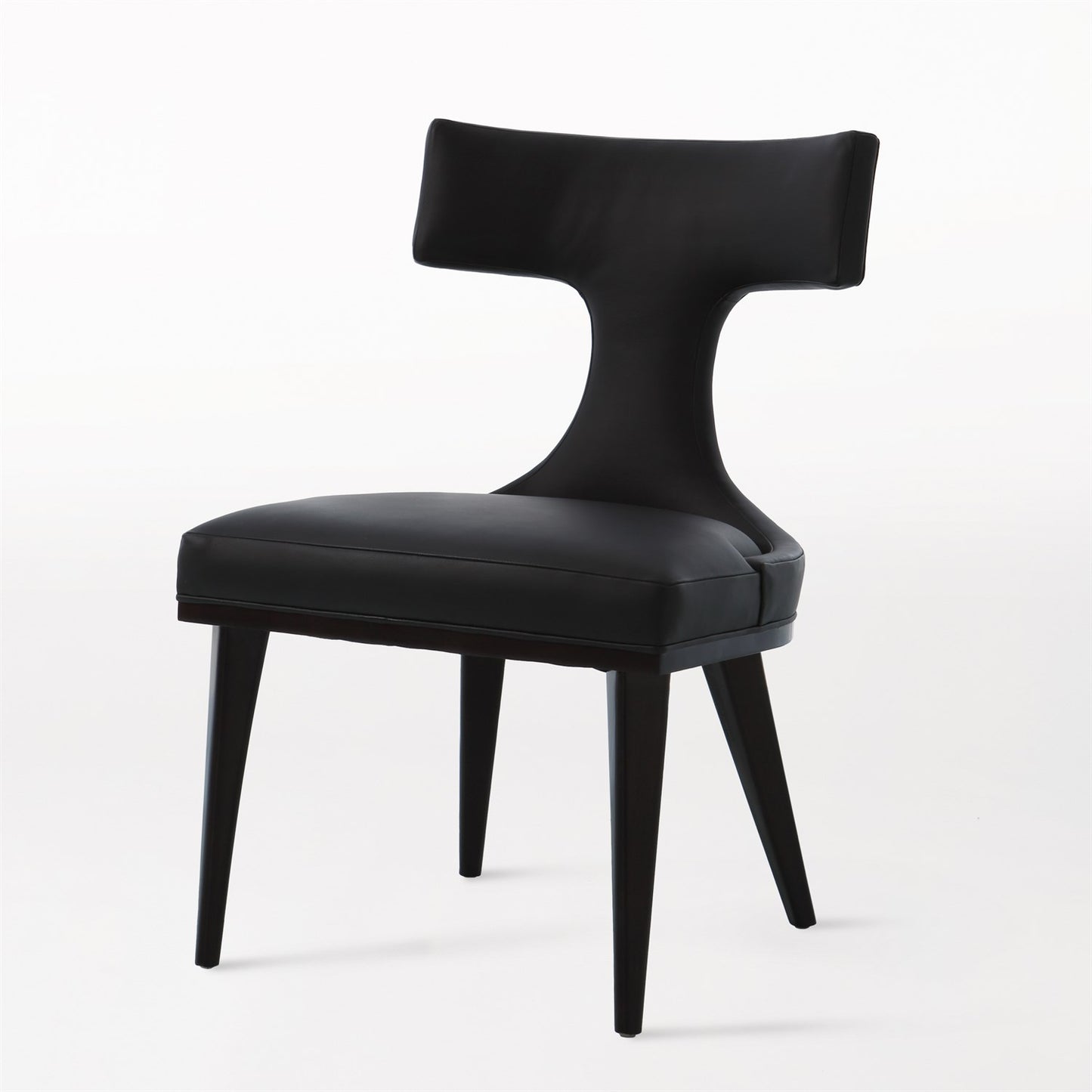 Anvil Back Dining Chair - Black Leather