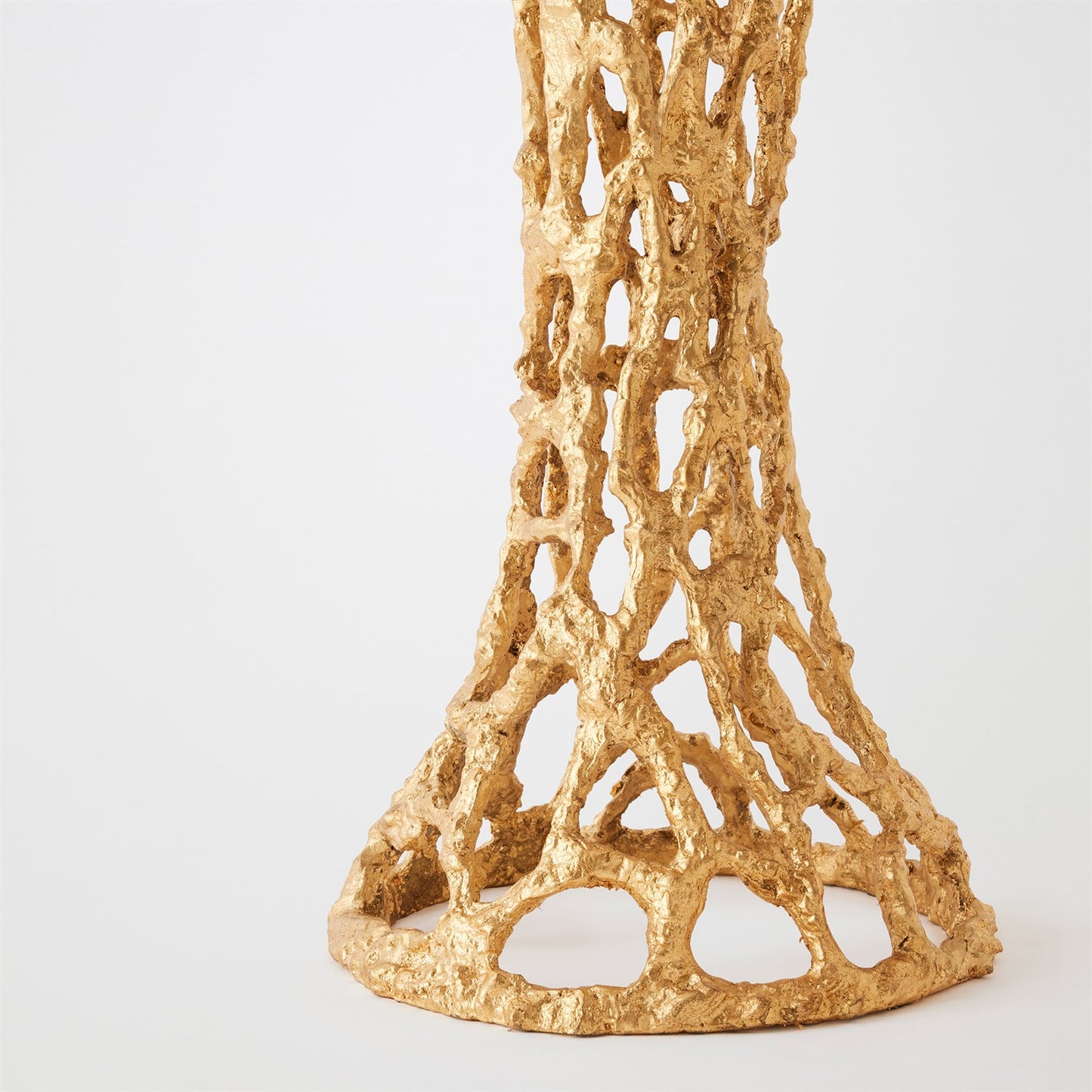 Perforated Side Table - Gold Leaf/ White Mable