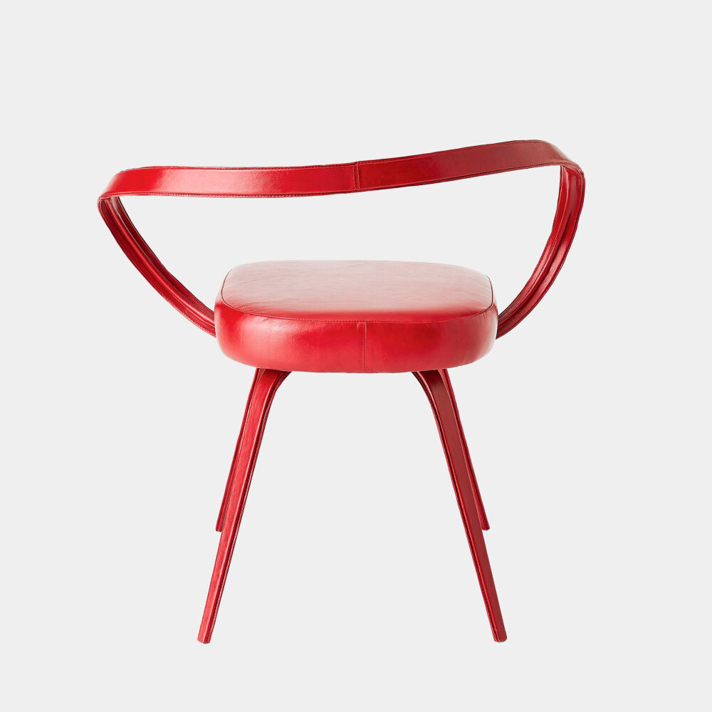 Pelle Curved Chair - Deep Red