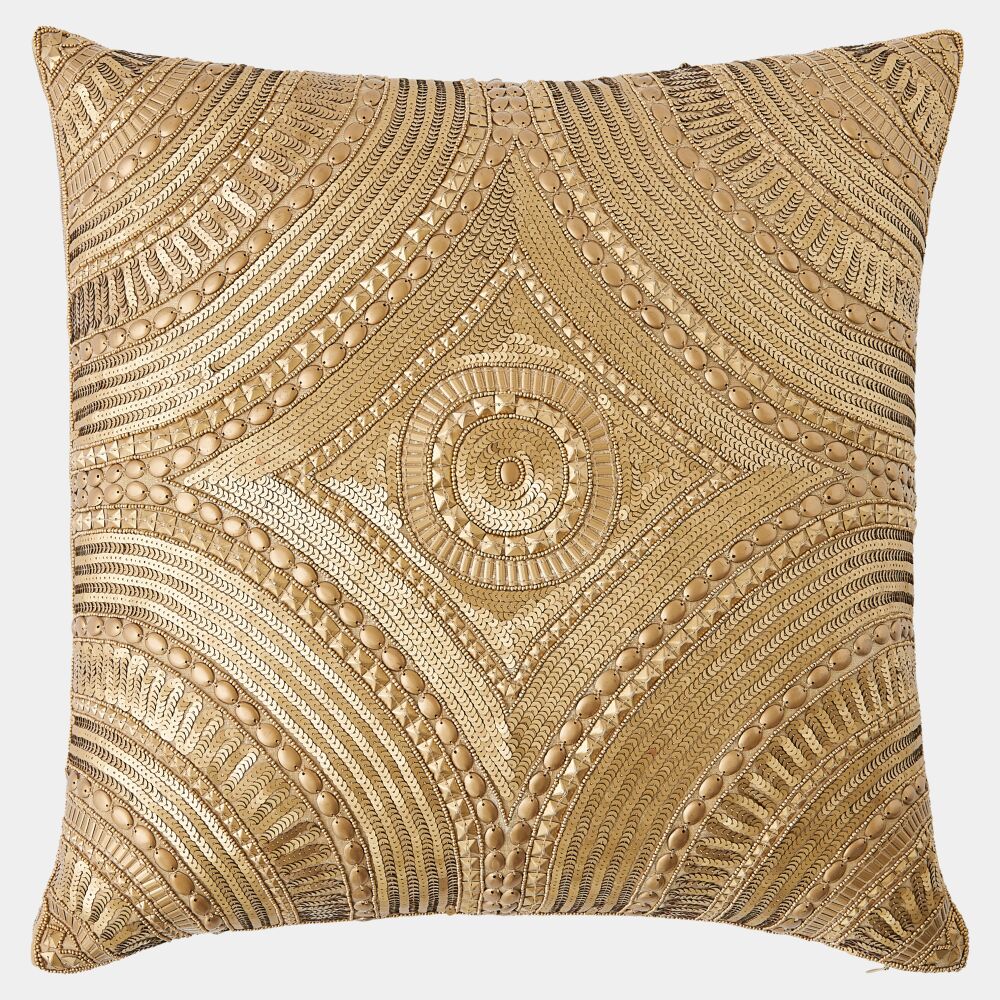 Roman Beaded Pillow-Gold - Grats Decor Interior Design & Build Inc.