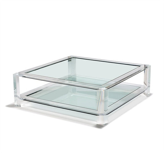Acrylic & Glass 52" Coffee Table - Square - Grats Decor Interior Design & Build Inc.
