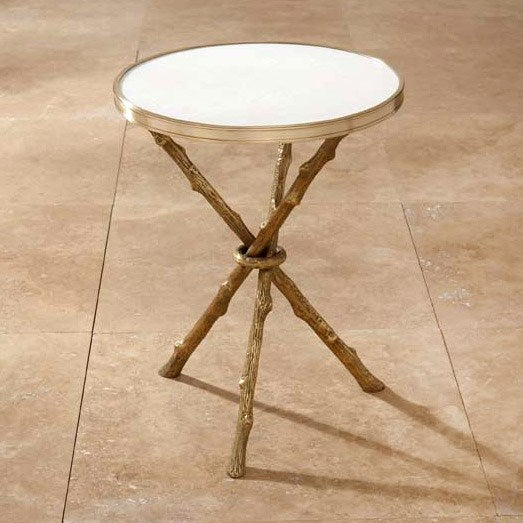 Lola 17"Dia Table - Brass & White Marble - Grats Decor Interior Design & Build Inc.