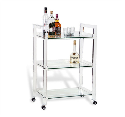 Acrylic & Glass 26" x 16" Bar Cart - Grats Decor Interior Design & Build Inc.