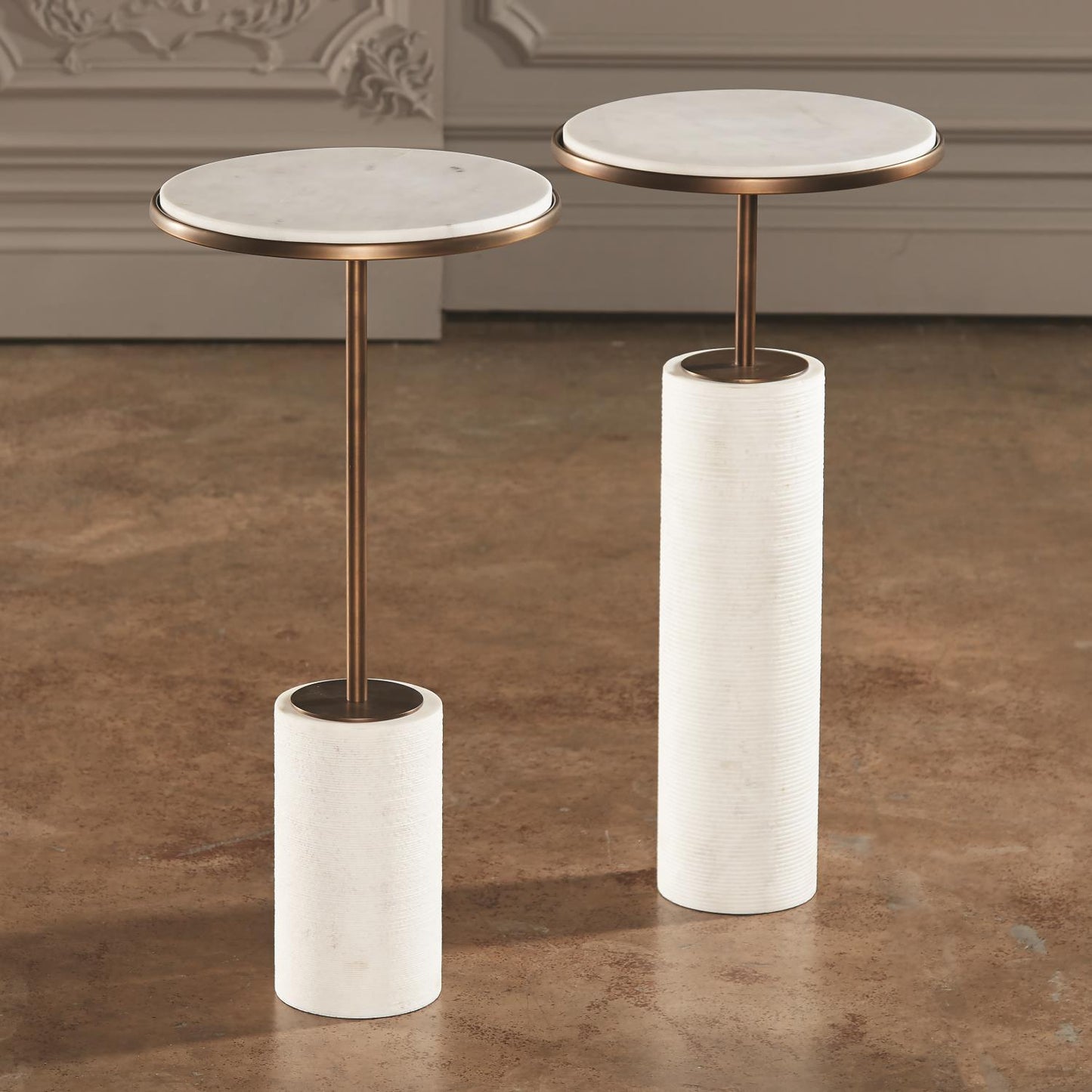 Short Cored Marble Table - Bronze - Grats Decor Interior Design & Build Inc.