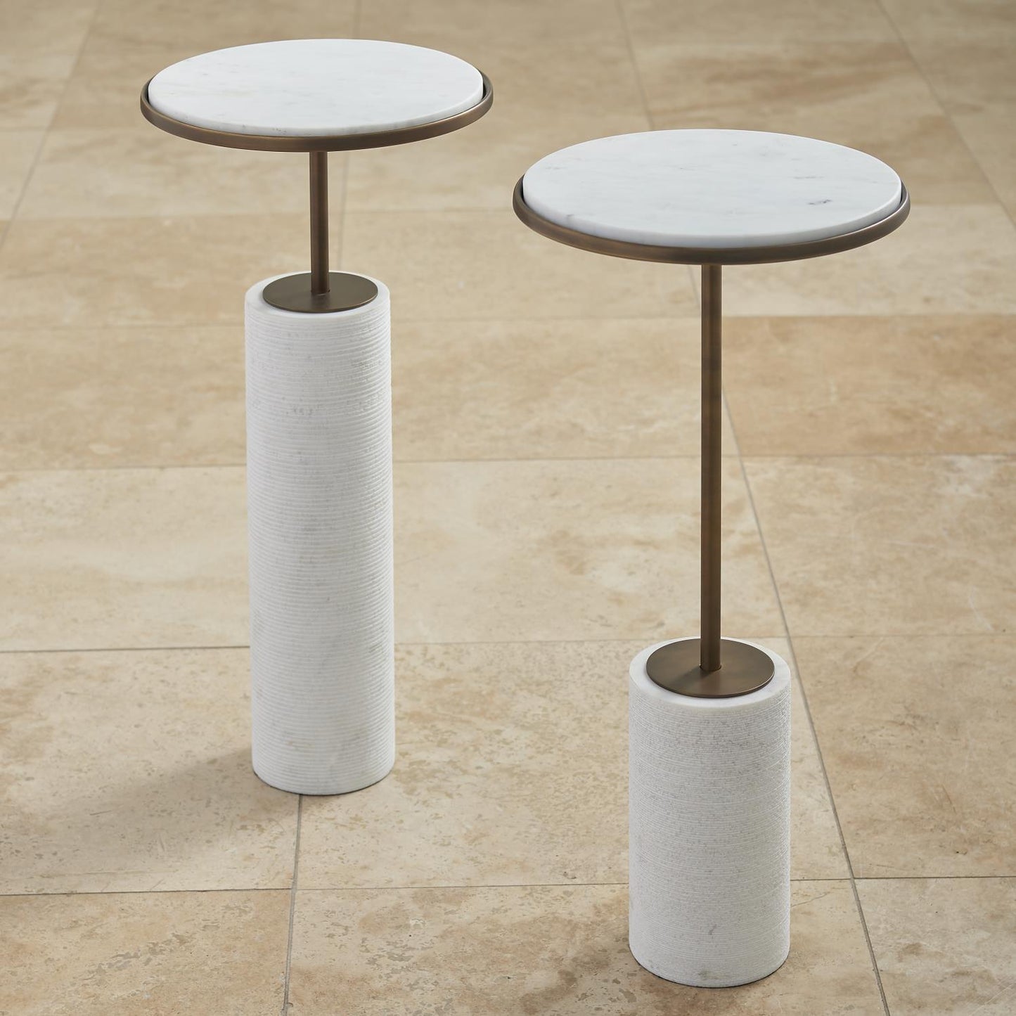 Short Cored Marble Table - Bronze - Grats Decor Interior Design & Build Inc.
