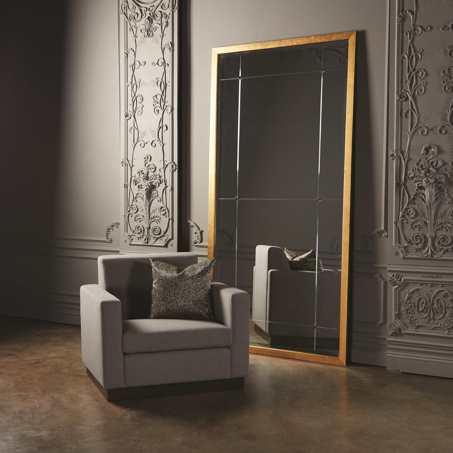 Beaumont Floor Mirror - Gold Leaf - Grats Decor Interior Design & Build Inc.