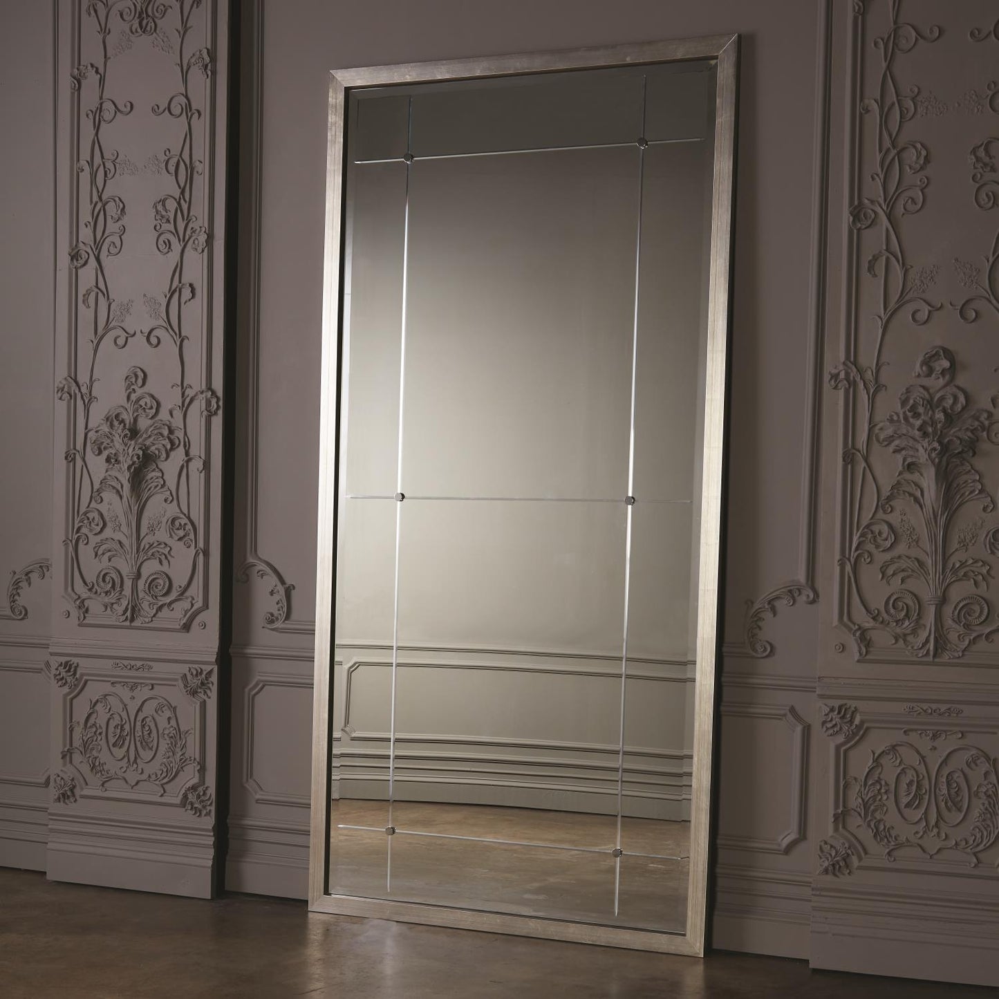 Beaumont Floor Mirror - Silver Leaf - Grats Decor Interior Design & Build Inc.
