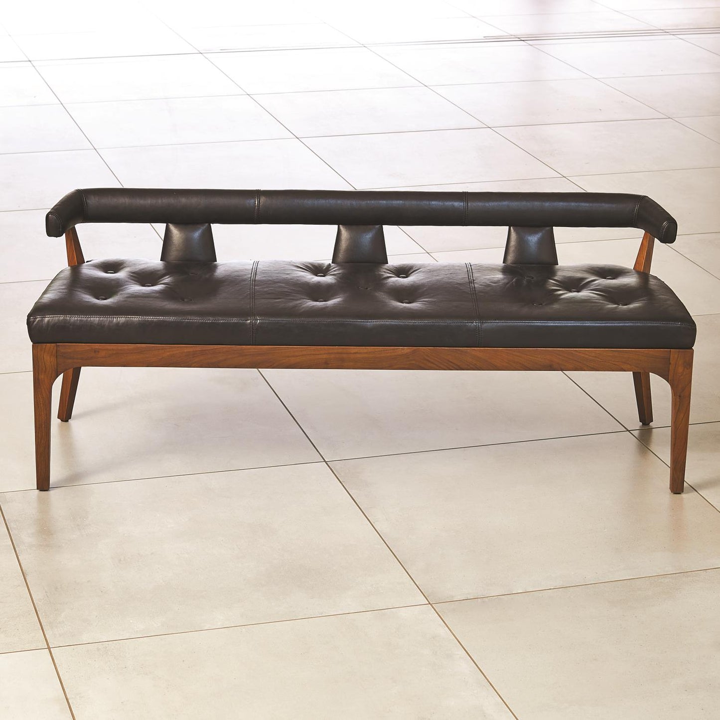 Moderno Bench - Black Marble Leather - Grats Decor Interior Design & Build Inc.