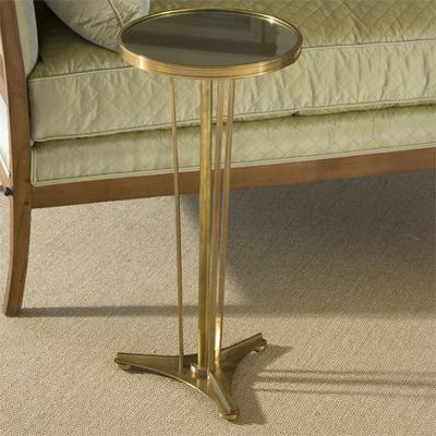 French Moderne 12"Dia Side Table-Antique Brass w/Mirror Top - Grats Decor Interior Design & Build Inc.