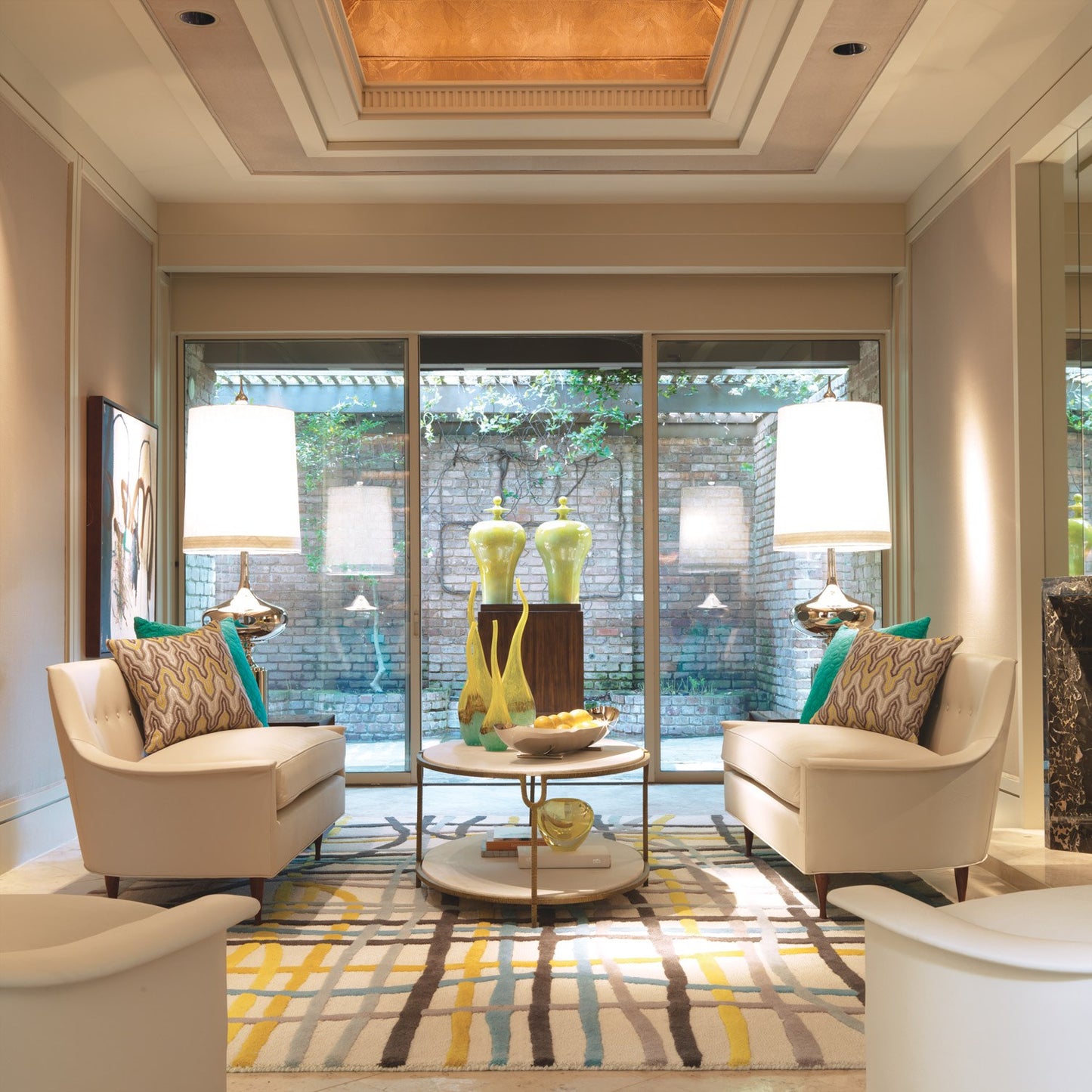 Iron and Stone Oval Coffee Table - Grats Decor Interior Design & Build Inc.