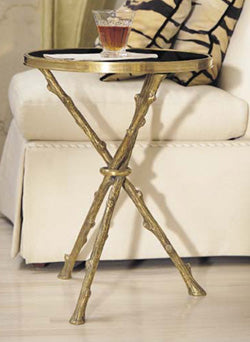 Lola 17"Dia Table - Brass & Black Granite - Grats Decor Interior Design & Build Inc.