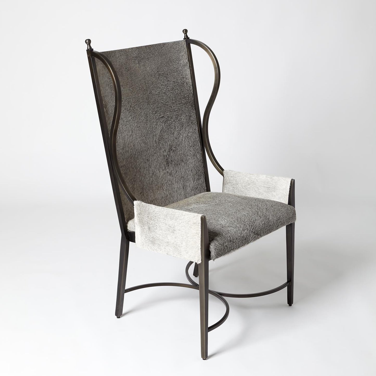 Iron Wing Chair - Grey Hair-on-Hide - Grats Decor Interior Design & Build Inc.