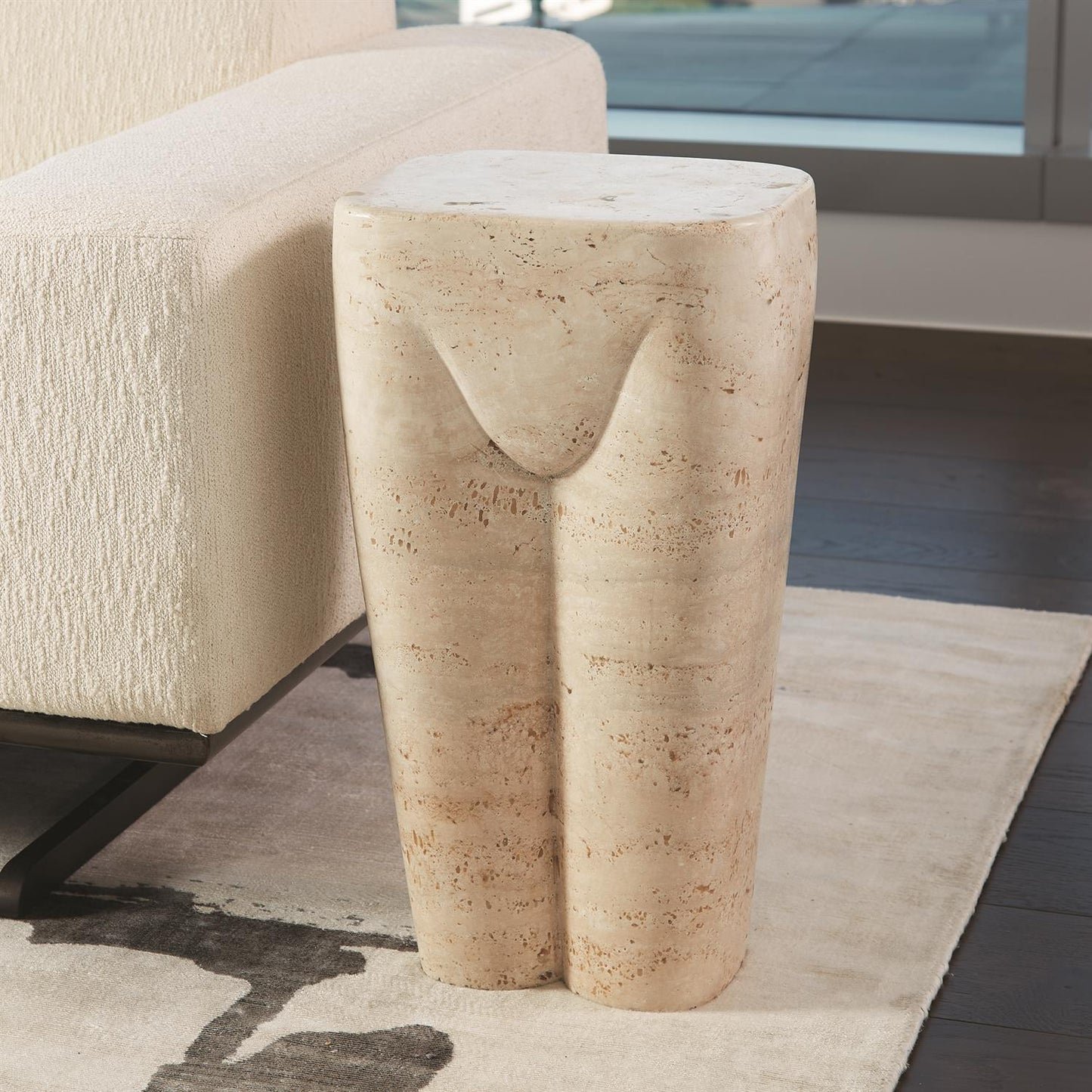 Femme Stool - Travertine - Grats Decor Interior Design & Build Inc.