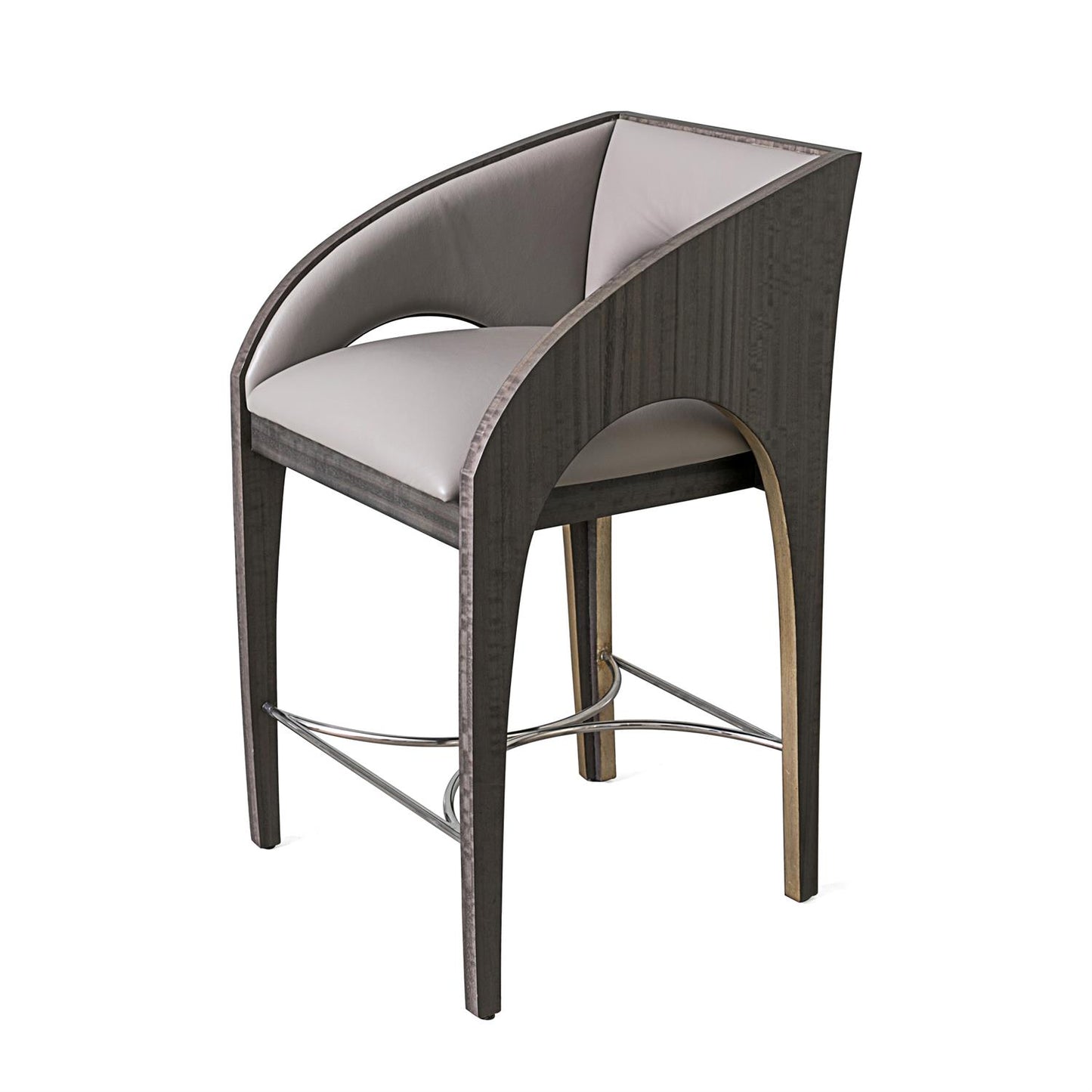 Arches Counter Stool - Grey Leather - Grats Decor Interior Design & Build Inc.