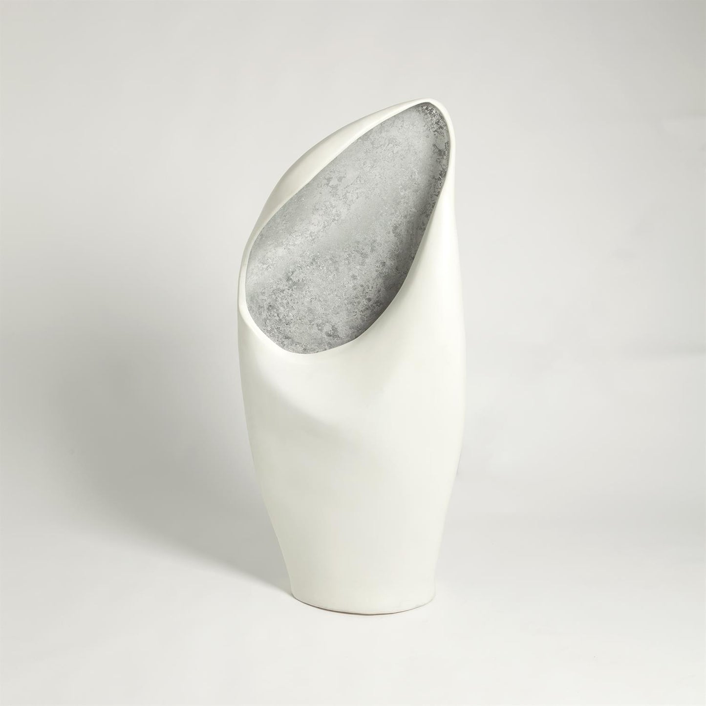 Cowl Lamp - White w/Silver Leaf - Grats Decor Interior Design & Build Inc.