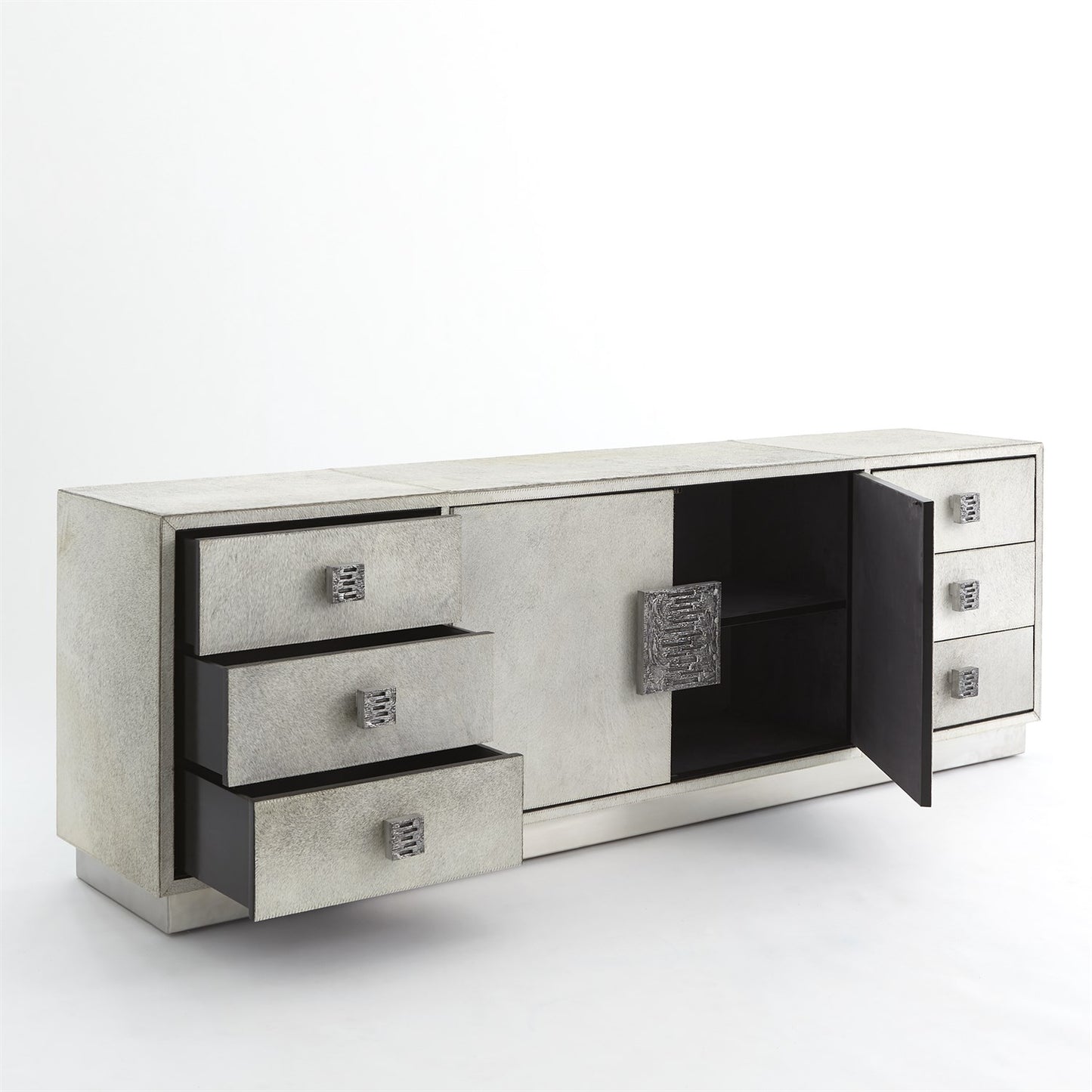Metro Long Cabinet - Hair on Hide - Grey