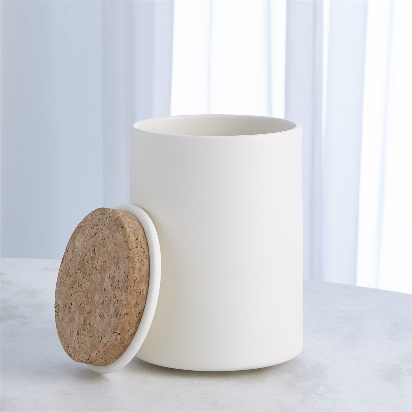 Barbara Barry Encircle Canister w/Cork Lid-Chalk - 3 sizes