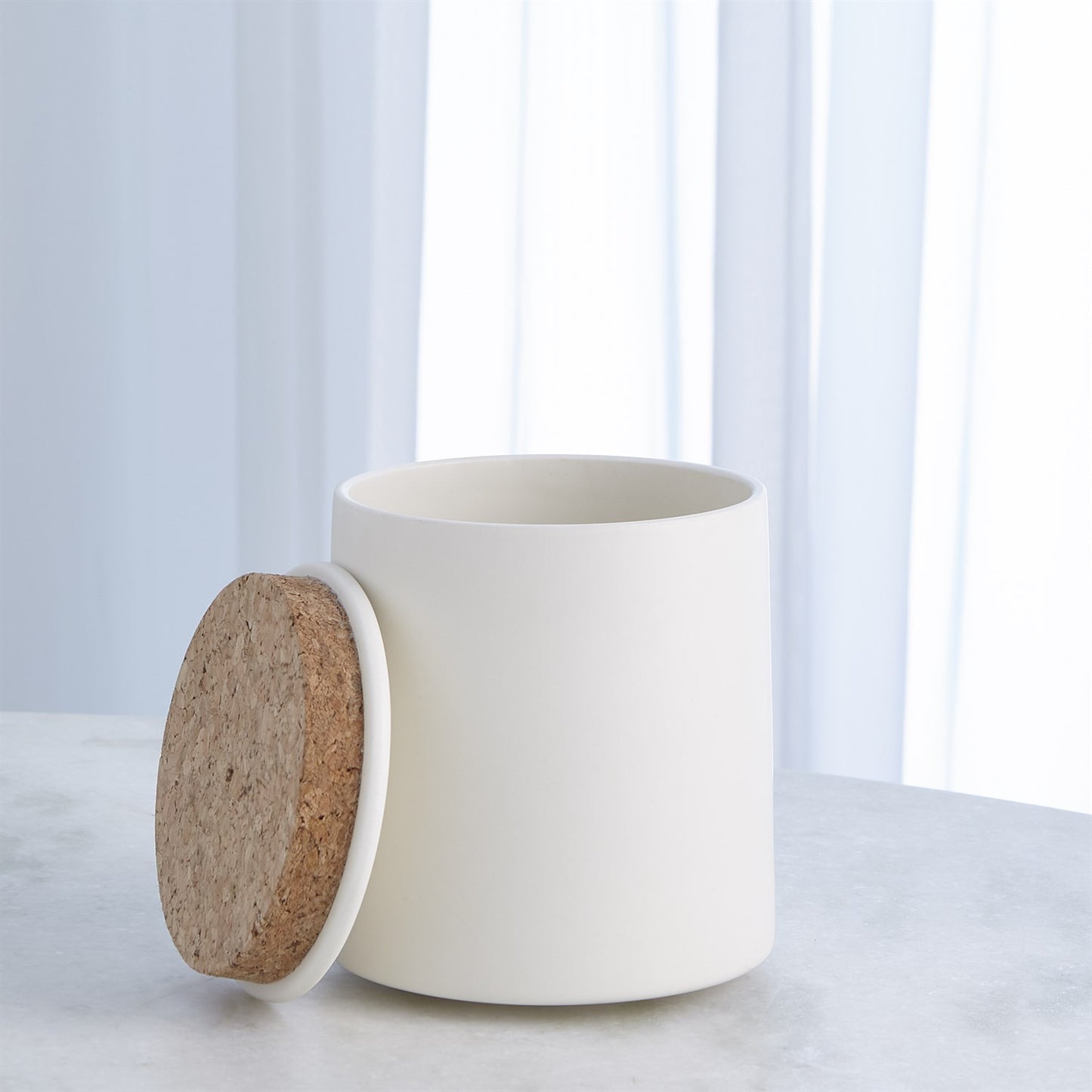 Barbara Barry Encircle Canister w/Cork Lid-Chalk - 3 sizes