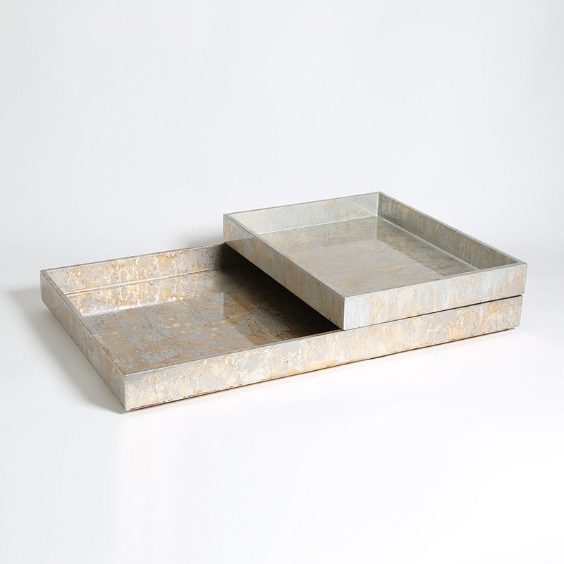 Luxe Rectangle Tray - Champagne Silver Leaf - Grats Decor Interior Design & Build Inc.