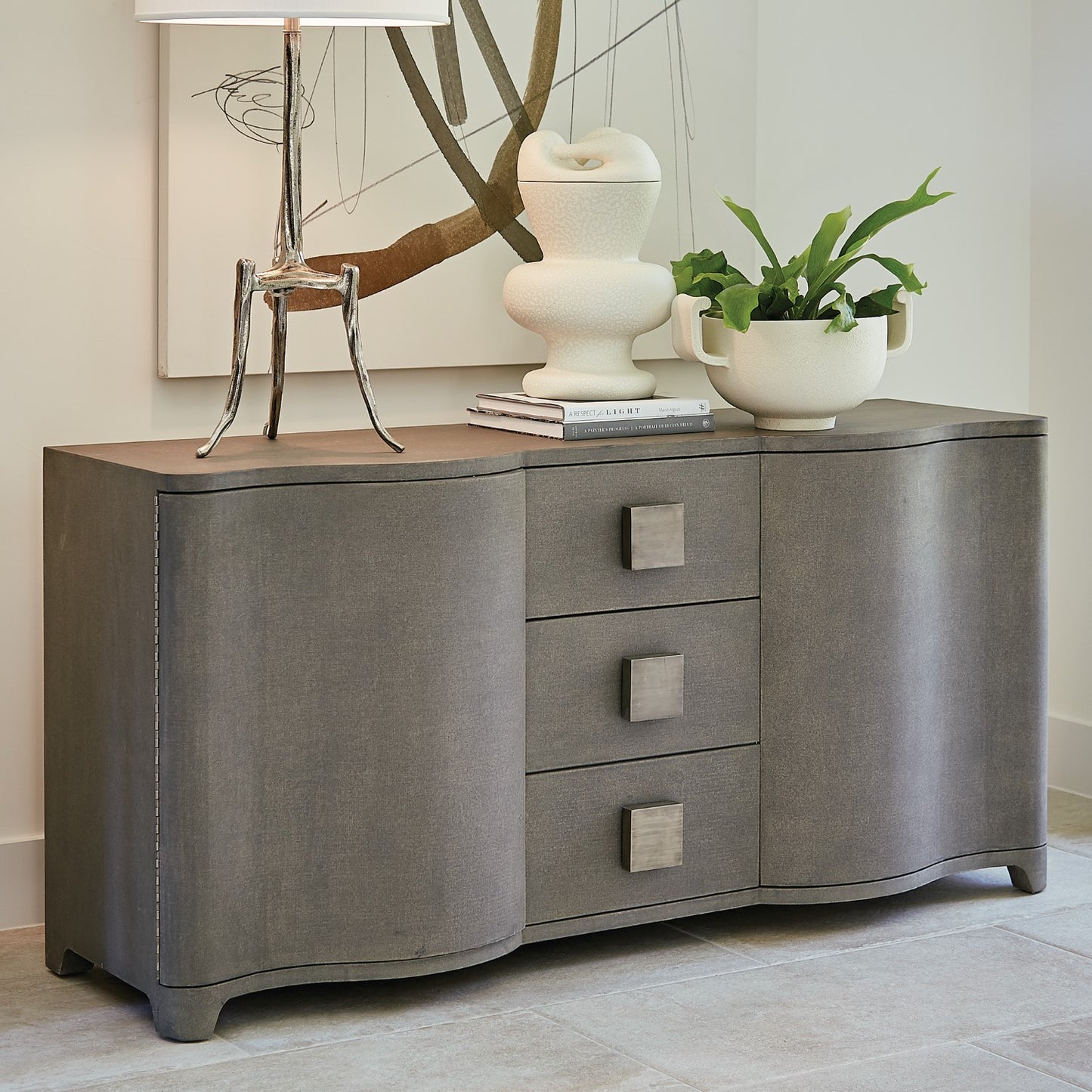 Toile 66"W Linen Credenza - Grey - Grats Decor Interior Design & Build Inc.