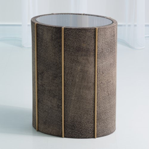 Churchill 16" x 12" Oval Drum Table - Faux Shagreen - Grats Decor Interior Design & Build Inc.