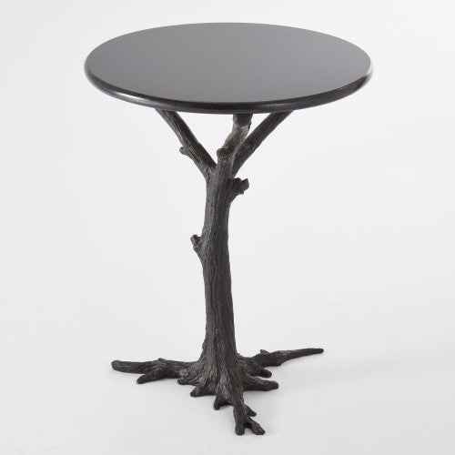 Faux Bois 17"Dia Side Table - Black - Grats Decor Interior Design & Build Inc.