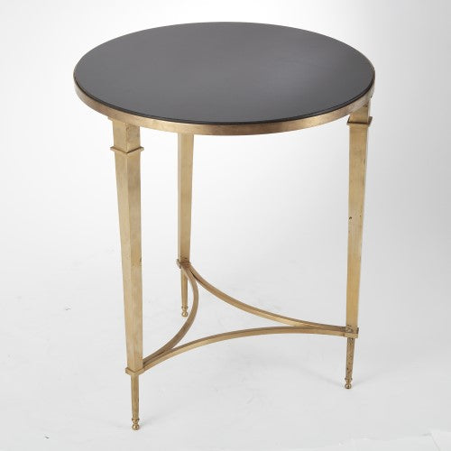 French Square Leg 22"Dia Table - Brass - Grats Decor Interior Design & Build Inc.
