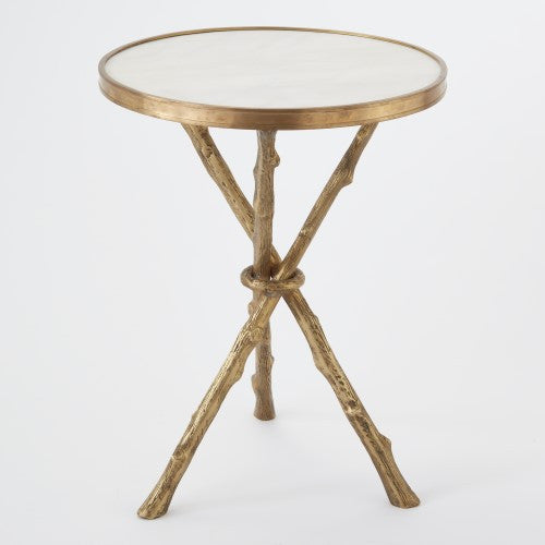 Lola 17"Dia Table - Brass & White Marble - Grats Decor Interior Design & Build Inc.