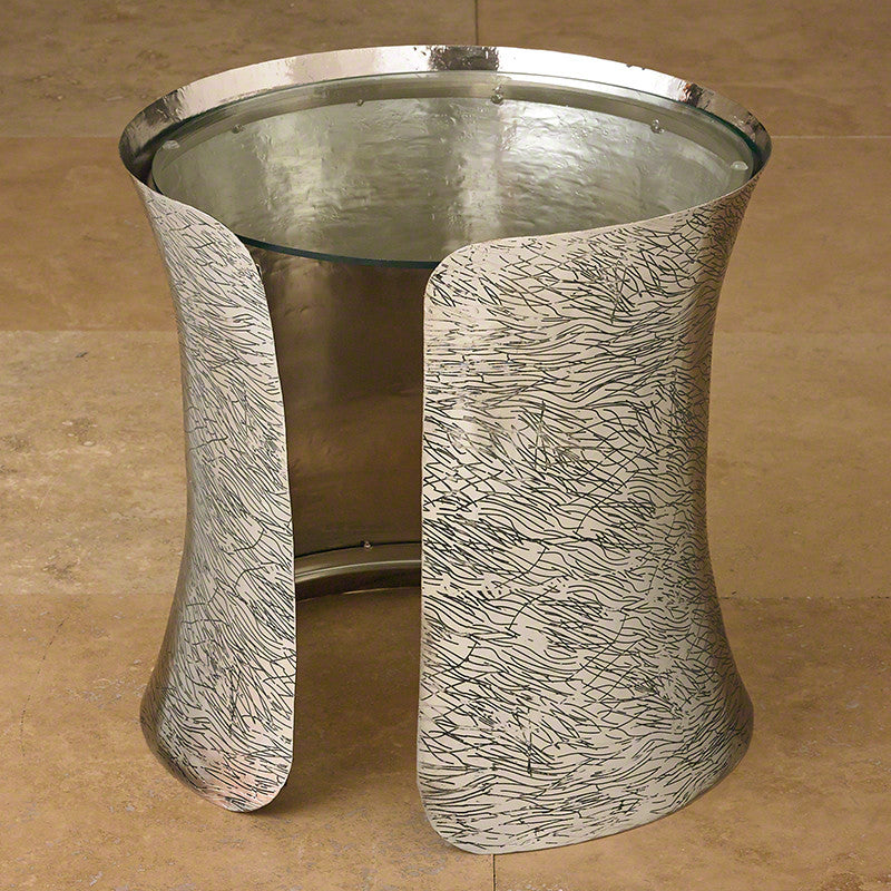 Cuff 18"Dia Side Table - Nickel - Grats Decor Interior Design & Build Inc.