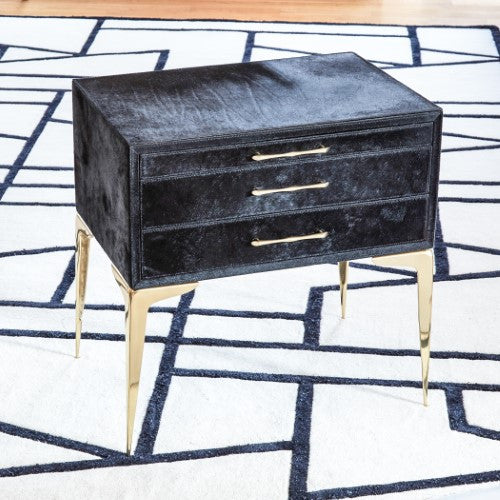 Stiletto Bedside 25" Table - Black Hair-on-Hide - Grats Decor Interior Design & Build Inc.